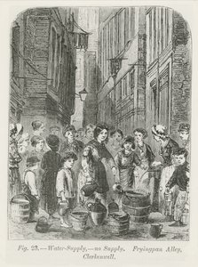 1864年、クラーケンウェルのフライパン路地の給水 作： English School